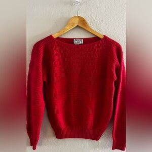 Vintage Keneth‎ Too! SZ S/M Red Crew Neck Sweater Classic Knit 80s
